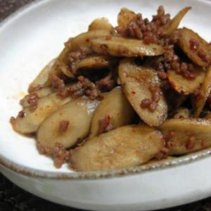 ピリ辛♡牛蒡と挽肉の炒り煮